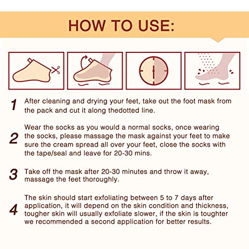 Foot Peel Mask 3 Pack， Exfoliator Peel Off Calluses Dead Skin Callus Remover...