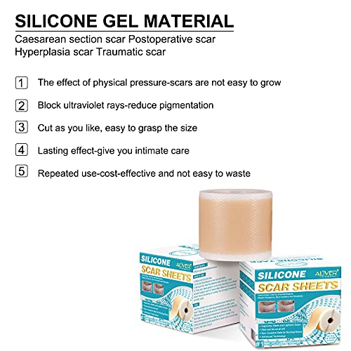 Silicone Scar Tape, Medical Soft Silicone Scar Sheets for Scar Removal, Silic...