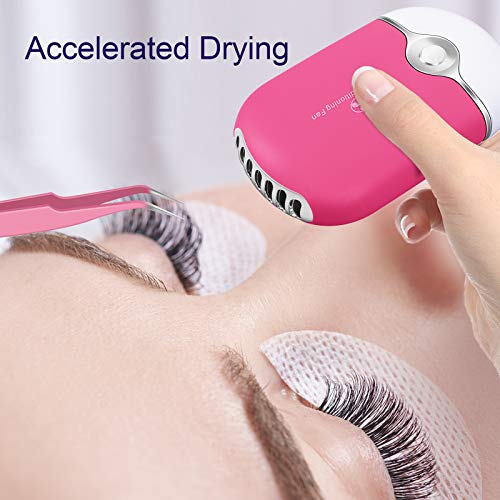Eyelash Fan Dyer with 2 Pcs Lash Tweezers ,USB Mini Portable Fan Rechargeable...