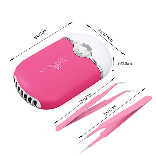 Eyelash Fan Dyer with 2 Pcs Lash Tweezers ,USB Mini Portable Fan Rechargeable...