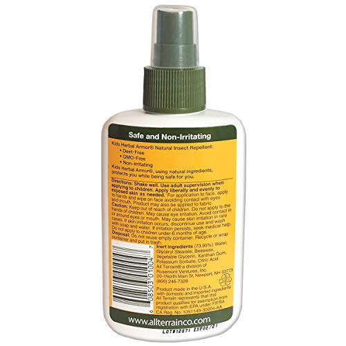 All Terrain Kids Herbal Armor Natural, DEET-FREE Insect Repellent, Pump Spray...