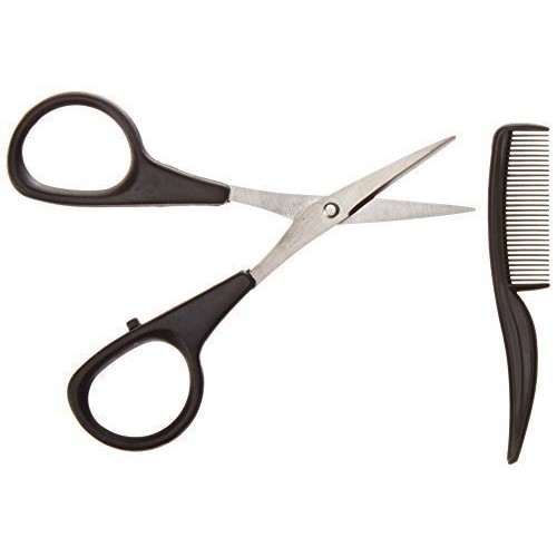 Allary Men's Beard & Mustache Scissors & Mini Comb Trimming Kit