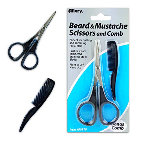 Men's Beard & Mustache Scissors and Mini Comb Trimming Kit ~ Facial Hair Scis...