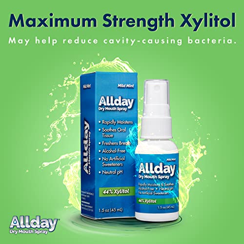 Allday Dry Mouth Spray - Maximum Strength Xylitol, Fast Acting, Long Lasting,...