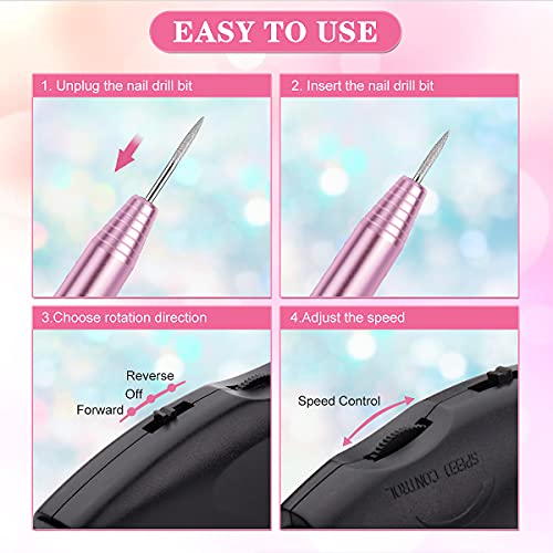 Alles Electric Nail Drill, 20000rpm Nail File Drill for Acrylic Nails Gel, Po...