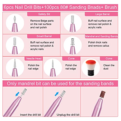 Alles Electric Nail Drill, 20000rpm Nail File Drill for Acrylic Nails Gel, Po...