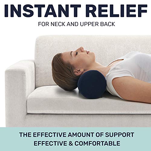 Bamboo Round Cervical Roll Cylinder Bolster Pillow with Removable Washable Co...