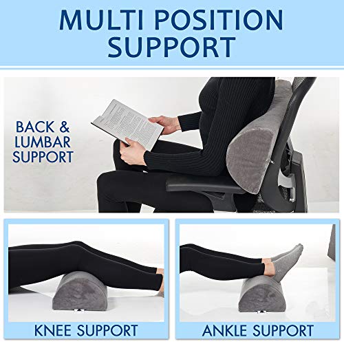 Large Half Moon Bolster Pillow for Legs, Knees, Lower Back and Head, Lumbar S...