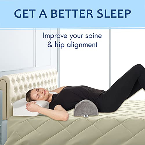 Large Half Moon Bolster Pillow for Legs, Knees, Lower Back and Head, Lumbar S...