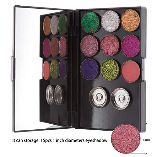 Allwon Empty Magnetic Plastic Eyeshadow Makeup Palette with 15Pcs Adhesive Em...