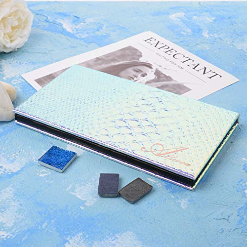Allwon Magnetic Palette Mermaid Empty Makeup Palette with Mirror and 20Pcs Ad...