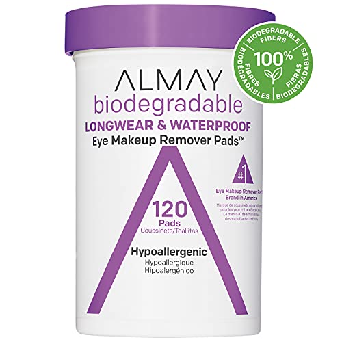 Almay Biodegradable Longwear & Waterproof Eye Makeup Remover Pads, Hypoallerg...