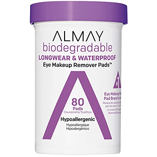 Almay Biodegradable Longwear & Waterproof Eye Makeup Remover Pads, Hypoallerg...