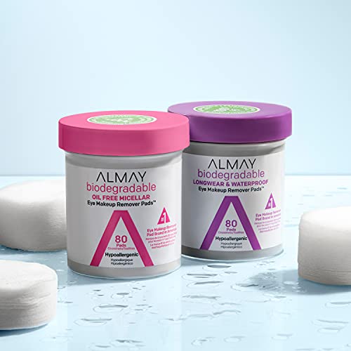 Almay Biodegradable Oil Free Micellar Eye Makeup Remover Pads, Hypoallergenic...
