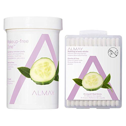 Almay Eye Makeup Remover Pads and Makeup Eraser Sticks, Oil Free Gentle, Hypo...