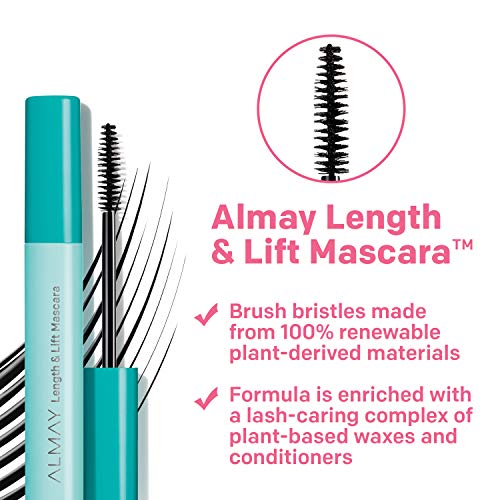 Almay Length & Lift Mascara, Plant Based Waterproof Volumizing Lengthening Ey...