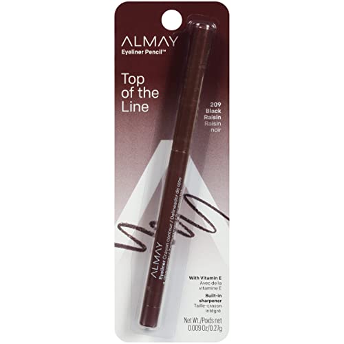 Almay Top Of The Line Eyeliner Pencil, Black Raisin [209], 0.009 oz (Pack of 2)