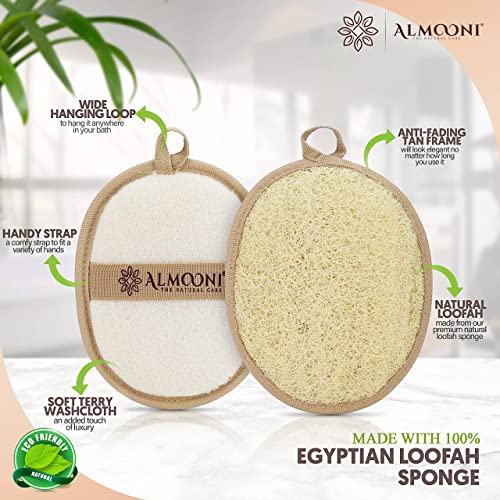 Almooni Premium Exfoliating Loofah Pad Body Scrubber, Made with Natural Egypt...