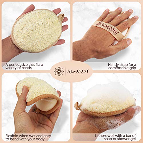 Almooni Premium Exfoliating Loofah Pad Body Scrubber, Made with Natural Egypt...