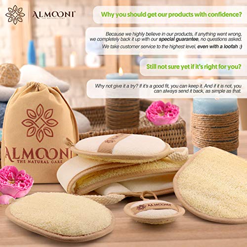 Almooni Premium Exfoliating Loofah Pad Body Scrubber, Made with Natural Egypt...