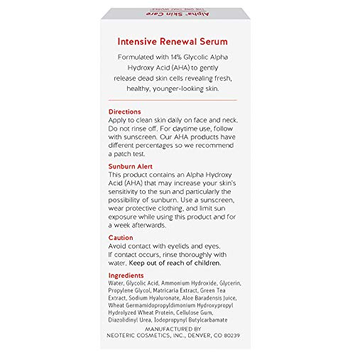 Alpha Skin Care Intensive Renewal Serum | Anti-Aging Formula | 14% Glycolic A...