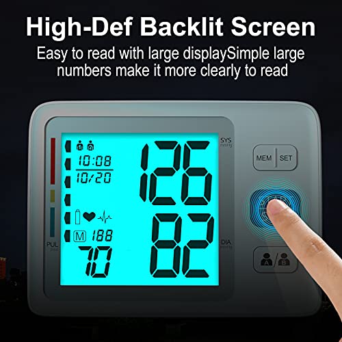 Blood Pressure Monitor Upper Arm Automatic Digital BP Monitor Adjustable Larg...