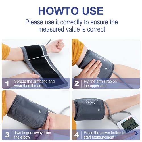 Blood Pressure Monitor Upper Arm Automatic Digital BP Monitor Adjustable Larg...