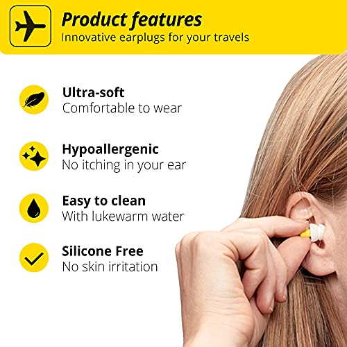 Alpine FlyFit Airplane Pressure Relief Earplugs 100x Reusable Hygienic Flying...
