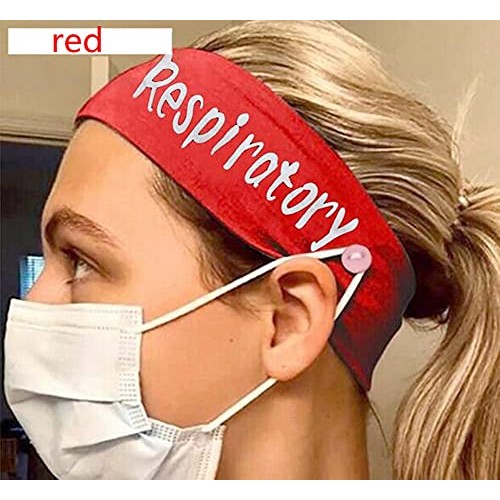 Alsmiley 4 Pack Women Button Headbands for Nurse Ear Protection Headwraps Ela...