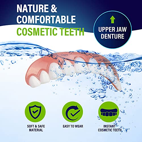 2 PCS Fake Teeth, Dentures Teeth for Upper Jaw, Nature and Comfortable, Prote...