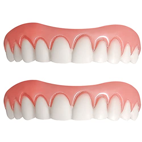 2 PCS Fake Teeth, Dentures Teeth for Upper Jaw, Nature and Comfortable, Prote...
