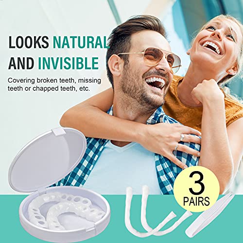 3 PCS Fake Teeth, Dentures Teeth for Upper and Lower Jaw, Nature and Comforta...