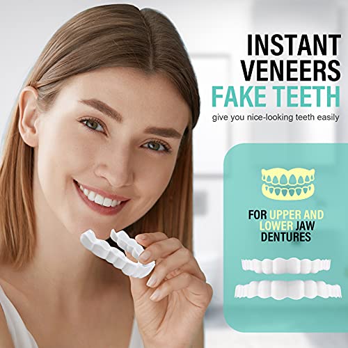 3 PCS Fake Teeth, Dentures Teeth for Upper and Lower Jaw, Nature and Comforta...
