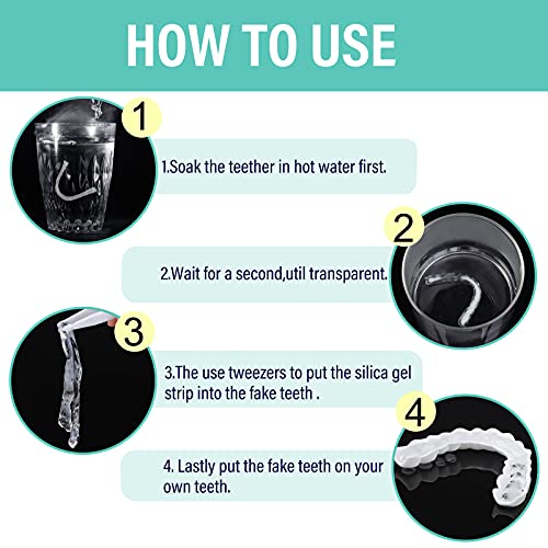 3 PCS Fake Teeth, Dentures Teeth for Upper and Lower Jaw, Nature and Comforta...