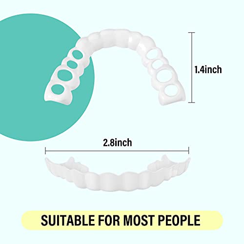 3 PCS Fake Teeth, Dentures Teeth for Upper and Lower Jaw, Nature and Comforta...