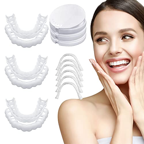 3 PCS Fake Teeth, Dentures Teeth for Upper and Lower Jaw, Nature and Comforta...