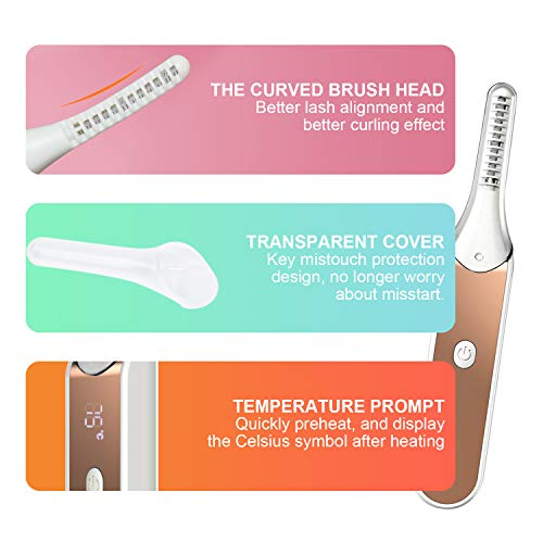 Heated Eyelash Curler, Portable Electric Eyelash Curler, Quick Natural Curlin...