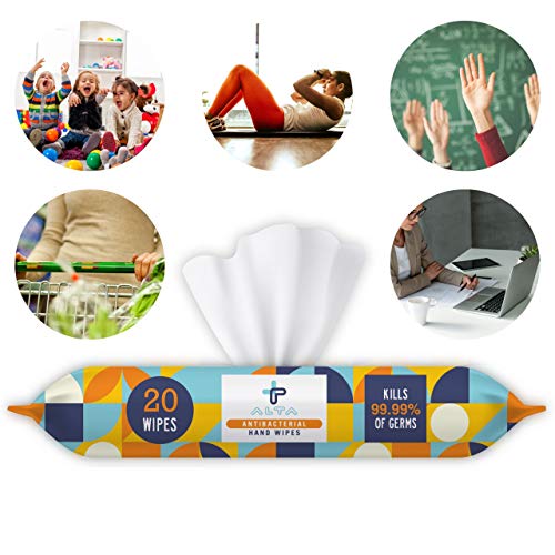 ALTA + Alcohol Free Hand Sanitizing Wipes, Travel Size, 20 Wipes, 12 Packs, T...