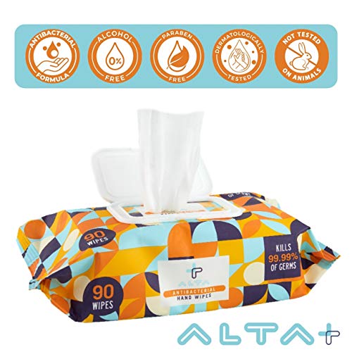 ALTA + Hand Sanitizer Wipes, 90 Sanitizing Wipes, Resealable Packs