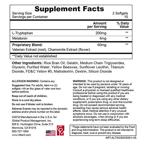 Alteril Natural Sleep Aid Fast Acting Softgels 30ct