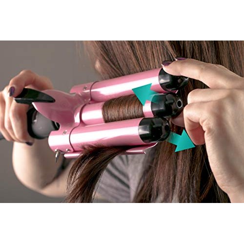 Alure Three Barrel Curling Iron Wand with LCD Temperature Display - 1 Inch Ce...