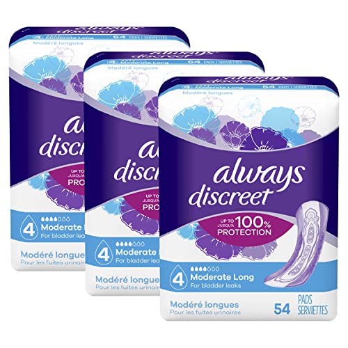 Always Discreet Incontinence & Postpartum Incontinence Pads for Women, 162 Co...