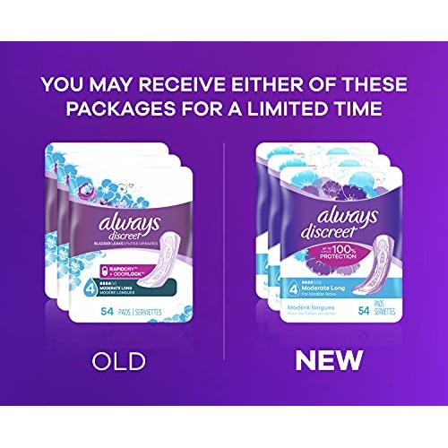 Always Discreet Incontinence & Postpartum Incontinence Pads for Women, 162 Co...