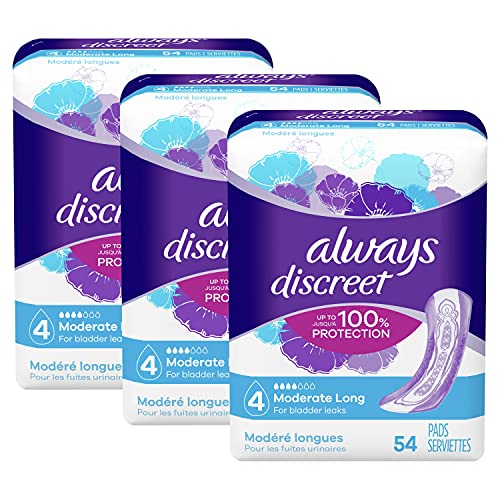 Always Discreet Incontinence & Postpartum Incontinence Pads for Women, 162 Co...