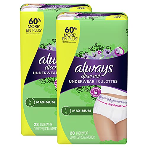 Always Discreet Incontinence & Postpartum Incontinence Underwear for Women, L...