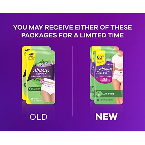 Always Discreet Incontinence & Postpartum Incontinence Underwear for Women, L...