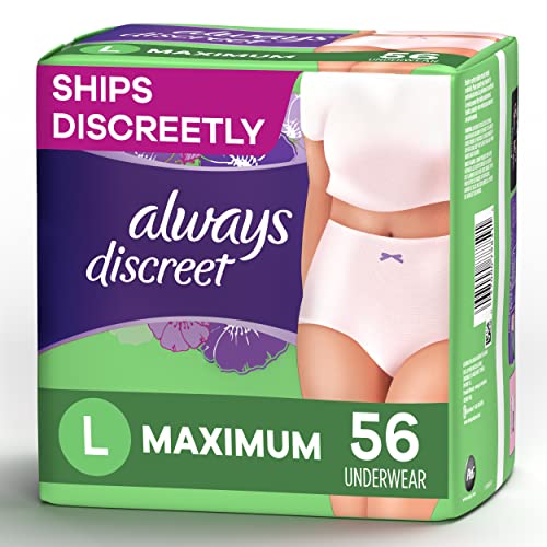 Always Discreet Incontinence & Postpartum Incontinence Underwear for Women, L...