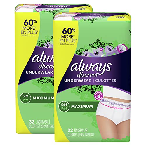 Always Discreet Incontinence & Postpartum Incontinence Underwear for Women, S...