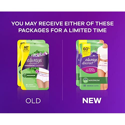 Always Discreet Incontinence & Postpartum Incontinence Underwear for Women, S...