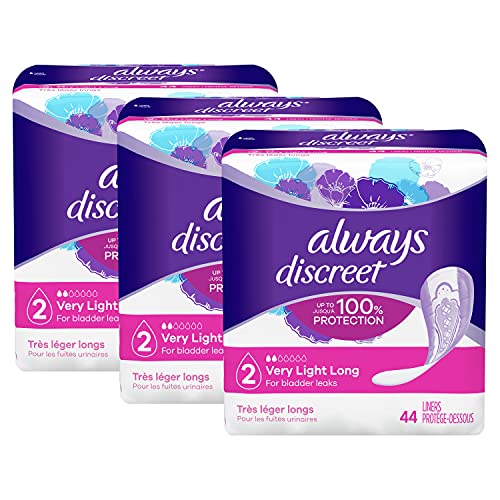 Always Discreet Incontinence and Postpartum Liners, Very Light Absorbency, Lo...